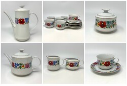 18db-os Kalocsai porcelán kávés-, teás készlet kézzel festett hibátlan, szép állapotban  RZ