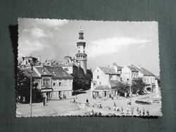 Képeslap,Sopron,Előkapu a Tűztoronnyal,utca,tér látkép,részlet,1961-