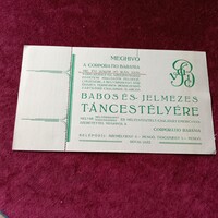 Nívós MEGHÍVÓ (Segélyezést szolgáló "BABOS ÉS- JELMEZES") TÁNCESTÉLYRE 1937. január 30-án este 9 óra