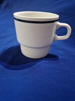 Alföldi menzás, kék csíkos porcelán bögre, csésze