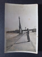 Régi fotó Boráros-téri híd budai hídfőjénél - villamos a hídon - 1937