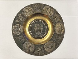 Budapest 100 éves centenárium 1873-1973 bronz falitál Buda és Pest egyesítése