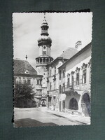 Képeslap,Sopron,Storno ház,tűztorony,utca látkép,részlet,1960-