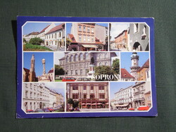 Képeslap,Sopron,térképes,templom,Szentháromság szobor,színház,utca látkép,részlet,2000-