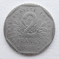 2 Frank 1981 érme, fémpénz - Franciaország 2 Frank 1981 pénzérme