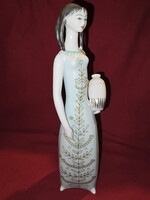 ART DECO HOLLÓHÁZI KORSÓS VÍZHORDÓ LÁNY PORCELÁN FIGURA RITKA