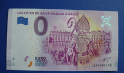 FRANCIAORSZÁG 0 EURO 2018 NANCY! SZENT MIKLÓS! "UEFA"! RITKA EMLÉK PAPÍRPÉNZ UNC