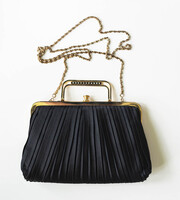 Vintage stílusú kis fekete táska - clutch, ridikül, retikül, szinházi, alkalmi kézi táska