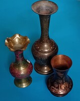 3 pcs copper vase hand engraved