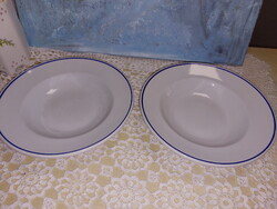 Drasche, menzás, kék csíkos, porcelán tányér 2db