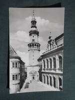 Képeslap,Sopron,Tanácsháza,tűztorony látkép,részlet,1961-