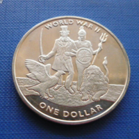 BRIT VIRGIN-SZIGETEK 1 DOLLÁR / ONE DOLLAR 2019! II.VILÁGHÁBORÚ! OROSZLÁN MADÁR! NAGYON RITKA!