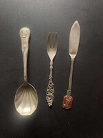 3 pcs silver plated cutlery / Elizabeth II coronation souvenir + 2 pcs /