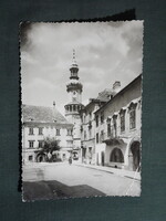 Képeslap,Sopron,Storno ház,tűztorony,utca látkép,részlet,1960-