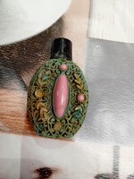 Antik csehszlovák bronz filigrán parfümös üveg