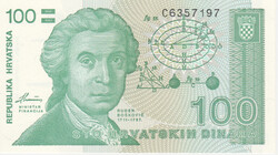 Horvátország - 100 Dinar 1991. UNC