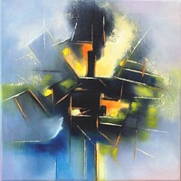 Obermayer (1965- ) A Kakukk 30x30 cm absztrakt olaj-vászon