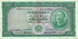100 escudo escudos 1961 Portugál Mozambik bélyegzés nélkül Ritka