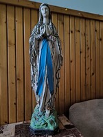 Lourdsei Mária festett gipsz szobor, 70 cm, XX. század eleje