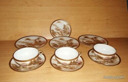 Kínai tojáshéj porcelán reggeliző szett 3 db kistányér, 3 db csésze, 4 db alátét (30/d)