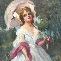 Breittschneider Rudolf (1866-1924): Hölgy napernyővel F00520