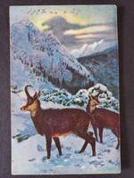 Antik művészi képeslap - Zergék 1927