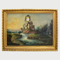 Osztrák Biedermeier negyedütős képóra