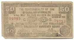 50 centavos 1942 Fülöp szigetek Bohol katonai 1.