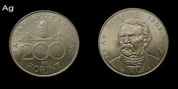 200 FORINT - CSODÁLATOS EZÜST ÉRME - DEÁK FERENC EMLÉKEZETÉRE
