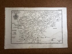 Zemplén vármegye térképe Korabinszky 1805. Atlas Regni Hungariae. Felvidék Szlovákia