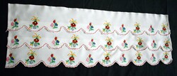 Hímzett kalocsai mintás polcdísz , polcszegély , drapéria , kamra polc dekor 90 x 13 cm x 3db.