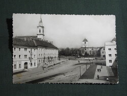 Képeslap,Várpalota,palota szálló,Thury-vár,templom,utca látkép,részlet, 1961-