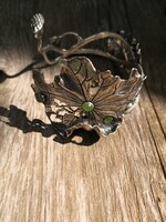 Gyönyörű, jade köves, tavirózsás ezüst karperec