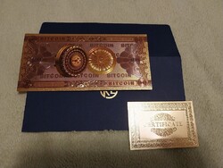 24k aranyozott BITCOIN bankjegy, nem forgalmi, dísz pénz