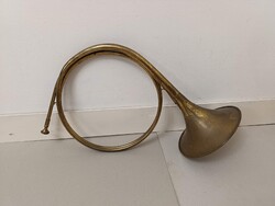 Antik trombita sárgaréz réz rézfúvós hangszer katona militari sérült 730 2057