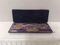 Antik írószer toll körző készlet iskolai eredeti dobozában rajz író eszköz 739 2091