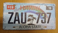 USA amerikai rendszám rendszámtábla ZAU 737 Hawaii Aloha State