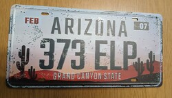 USA amerikai rendszám rendszámtábla 373 ELP Arizona Grand Canyon State