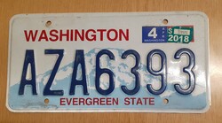 USA amerikai rendszám rendszámtábla AZA6393 Washington Evergreen State