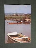 Képeslap,Velence,Velencei tó,kikötő,csónakok látkép,részlet, 1980-