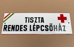 Tiszta rendes lépcsőház - zománctábla (zománc tábla)
