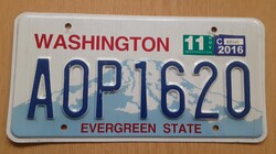 USA amerikai rendszám rendszámtábla A0P1620 Washington Evergreen State