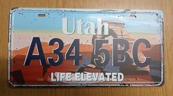 USA amerikai rendszám rendszámtábla A34 5BC Utah Live Eleva Ted