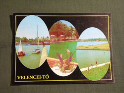 Képeslap,Velence,Velencei tó,kikötő,kemping,strand,szálló,üdülő,vitorlás hajó látkép,részlet, 1981-