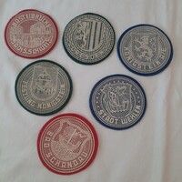 Retro poháralátétek  /filc - műanyag/ német városok  címereivel 6 darab