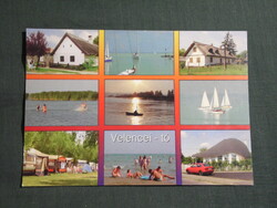 Képeslap,Velence,Velencei tó,kikötő,vitorlás hajó,strand,étterem,kemping látkép,részlet, 2000-