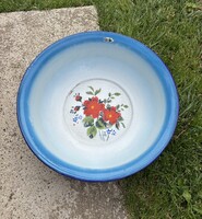 Budafoki 38 cm  virágos Zománcozott Zománcos lavór Lavórtartóba falusi paraszti nosztalgia