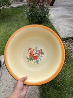 40 cm virágos Zománcozott Zománcos lavór LAvórtartó  Lavórtartóba falusi paraszti nosztalgia
