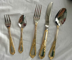 Extremely Rare! Antique cutlery + fish-themed. Ebel Solingen Quality Jeweler 96 pcs. 24-karat gold-plated