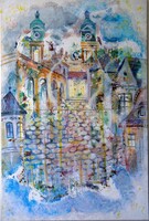 SUSAN DOBAY  "KATEDRÁLIS" 1997 (182X121) MONUMENTÁLIS MÉRETŰ VÁSZON FESTMÉNY, A MŰVÉSZ EGYIK FŐ MŰVE